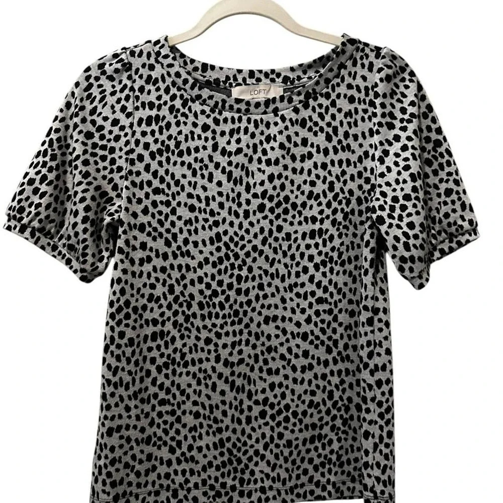 Loft Black + white animal print top  XS